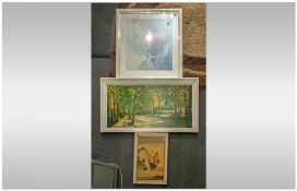 Collection Of Three Framed Decorative Prints. To include Oriental print, Parisian print, Willem