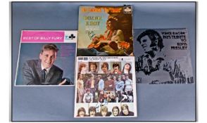 Pop Autographs, 4 x L.P covers each signed by stars. Billy Fury, Vince Eager, Duane Eddy & 4 of