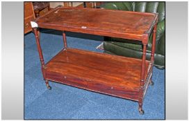 19th Century Mahogany Trolley/Buffet, Two Shelves Above Two Short Draws, Turned Supports, Raised