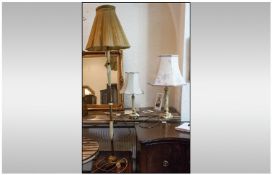 Onyx Standard Lamp 60 inches in height with shade together with two onyx table  lamps.