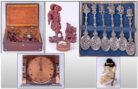 Small Mixed Lot. Comprising Victorian rosewood hinged box, two small Oriental wood carvings, white