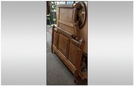 French Oak Three Panelled Head and Foot Board c 1900
