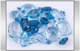 Collection Of Assorted Loose Blue Topaz Gemstones.