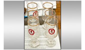 Set Of Six Half Lager Glasses To Commemorate The 1966 World Cup Match.