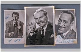Vintage 1940's Signed Black & White Plates, 3 In Total. Jimmy Edwards, Max Bygraves, Ray