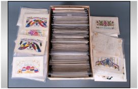 Box of Postcards, mainly embroidery and silks.
