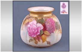 Royal Worcester Hand Painted Small Bowls. Roses still life. Date 1918. Height 3.25 inches.