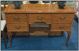 Adapted Ladies Writing Desk Central Between Four side Drawers raised on Cabriole Legs, Brown