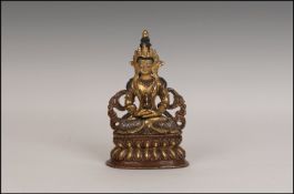 Thai Painted Bronze Figure of a Buddha. 6.5 inches in height