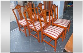 Set of Six Wheatsheaf Backs, Sheraton Style Chairs, four stand chairs and two carvers. On square