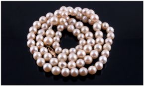 Graduating Strand Of Cultured Pearl Necklace. Length 28 Inches. Ranging From 9mm to 7mm.