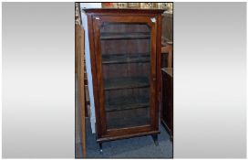 Victorian Mahogany Single Glazed Door Cabinet. On splayed feet, with four fitted shelves. 28