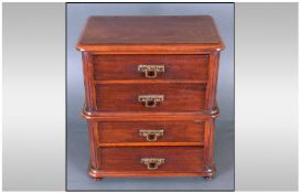 A Small Size Victorian Mahogany Chest of 4 Draws on Ball Feet. Height 13 Inches, Width 11 Inches &