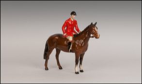 Beswick Mounted Horse Figure 'Huntsman' Model Number 1501. Designer Arthus Gredigton. 8.25" in