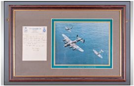 Battle Of Britain Interest. Memorial Flight Signed Photograph with letter headed paper and hand