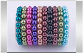 Collection Of 10 Multi Coloured Bead Fashion Bracelet.