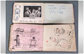 Two Doodle/Autograph Books From Early To Mid 20th Century. Containing coloured pictures, poems, some