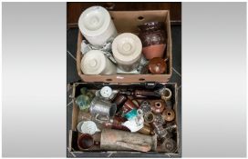 Two Boxes Of Miscellaneous. Comprising stone ware jugs, bottles, storage jars, teapots, etc.