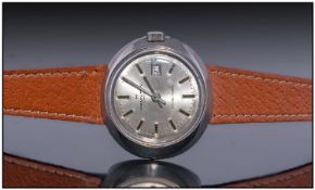 Ladies Hamilton Wristwatch, Silvered Dial, Baton Numerals, Date Aperture, Manual Wind, Leather