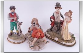 Capodimonte Figures, 3 In Total. Various sizes and subjects. Excellent quality and condition.