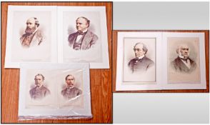 A Collection of Five Coloured Prints, Some Doubles from Photographs, Depicting Political Notables of