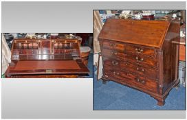 A Georgian Mahogany Fall Front Inlaid Bureau, with a fine fitted interior, with 2 short and 3 long