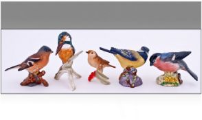 A Collection of Five Poole Porcelain Bird Figures. Makers include Beswick, Royal Worcester,