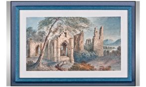 Thomas Allom (1802-1874) Original Watercolour illustration. Depicting the ruins of Lincluden