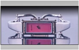 Gucci - Ladies Stainless Steel Wrist Watch. With Pink Mother of Pearl Dial Boxed. As new Condition
