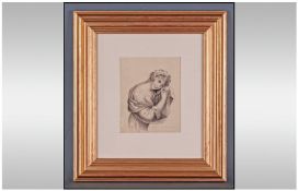 An Unsigned Pen And Wash Portrait Of A Young Woman After The Antique. Circa 1800. Mounted and framed
