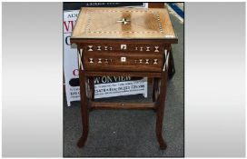 Mahogany Inlaid Occasional Table  with two frieze drawers, raised on splayed feet with cross