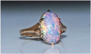 9ct Gold Set Oval Shaped Ladies Single Stone Opal Ring. Fully hallmarked.