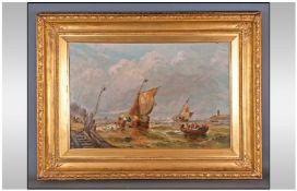 Archibald Webb Jnr RBA (Exhibited 1886-1892). A breezy day off the Dutch coast. Oil on canvas. 19.