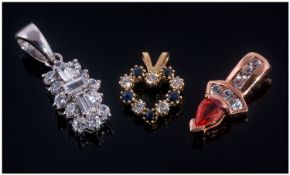 Collection Of Three 9ct Gold Pendants. Various Sizes And Designs.
