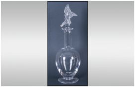 Igor Karl Faberge Signed And Impressive Kissing Doves Crystal Decanter. Signed to underside of