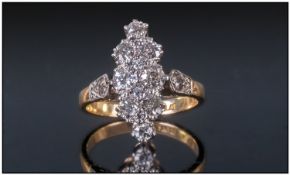 18ct And Platinum Diamond Cluster Ring, Set with Cluster Of Round Cut Diamonds. Stamped 18ct And