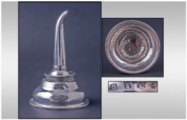 George III Early Silver Tea Strainer/Funnel. Hallmark London 1780. Makers mark I O. 4.5 inches in