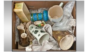 Box Of Assorted Miscellaneous Ceramics. To include vase decorative vases, jugs, tray, etc.