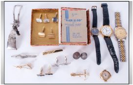 Miscellaneous Collection Of Jewellery And Oddments. Comprising cufflinks, wristwatches. Together