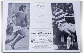 George Best & Rodney Marsh Football Autographs. Both autographs on Liverpool menu 1993.