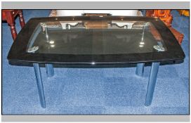 Modern Contemporary Dining Table With 5 Inch Black Border. Tubular Chrome Legs. 39 x 62 inches.