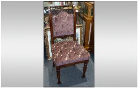 An Edwardian Single Hall Chair. Stained beech wood frame, with upholstered seat and back, with a