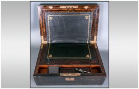 Early Victorian Fine Coromandel Wood Writing Slope, complete with fitted interior. Circa 1850's. The