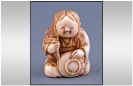 Japanese 19th Century Ivory Netsuke Figure. Circa 1900's. Height 1.5 inches.