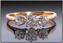 18ct Gold Diamond Ring, Set With Three Diamonds In Claw Setting, Fully Hallmarked, Estimated Diamond