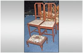 Two Waring And Gillow Bedroom Chairs, Both Numbered With Name Plaques. Together with a Foot Stool.