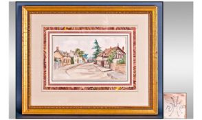 Watercolour Monogrammed HM (Attributed To Henry Maidment). Depicting a country village with