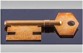 Large Brass Presentation Key 'Through The Keyhole', given to Jean Rogers, actress, who played