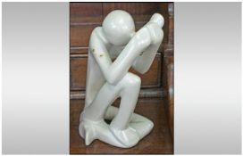 Modern Abstract Soapstone Figural Carving, 8" in height,