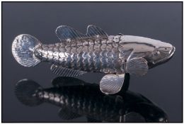 A Realistic And Fine Novelty Silver Model of a Large Articulated Carp Fish. C1910-1920. Silver marks